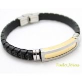 Pulseira Bracelete de Aço Inox Folheado a Ouro 10mm