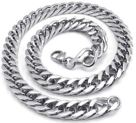 Conjunto Pulseira e Corrente Grumet De Aço Inox 316 L