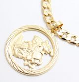 Pingente São Jorge Grande + Conjunto Corrente e Pulseira 8mm