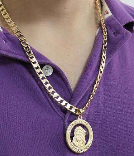Pingente Face de Cristo + Conjunto Pulseira e Corrente 8mm