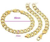 Conjunto Pulseira e Corrente Folheada a Ouro 18k com 12mm
