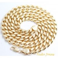 Pulseira Grumet Curb Folheada a Ouro 18k com 6mm de Largura